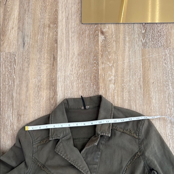 Free People Size S Army Jacket Green Utility Jacket with Classic Collar Ruffles - Picture 14 of 15